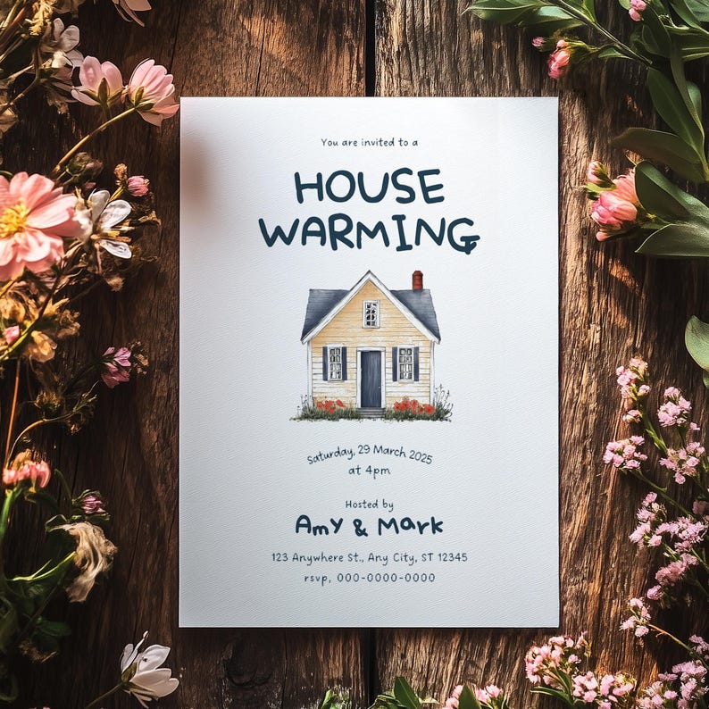 Housewarming Party Invitation - Customizable Canva Template 5x7 Digital ...