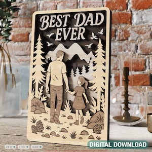 3D Father and Son / Daughter Laser Cut Scene – Layered Father's Day Shadow Box SVG File Gift Wall Art SVG Digital Download |#587|