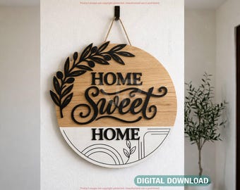 Personalized Welcome Sign SVG | Family Name Door Sign Laser Cut Hanger Farmhouse Digital Download |#705|