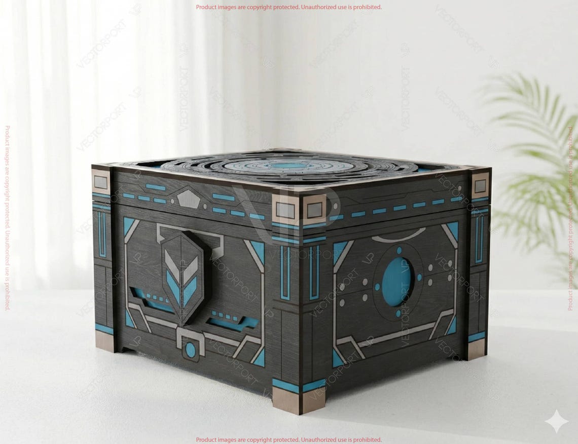 Futuristic Laser Cut Box SVG Sci-fi Wooden Storage Box High-tech ...