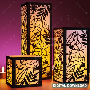 Papercut Floral Lantern Candle Holder SVG Laser Cut Lamp Theelichtsjabloon Bestanden Digitale Download |#044|