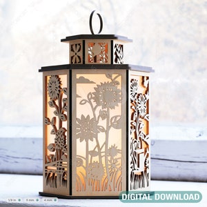 Sonnige Freude: Sonnenblume Windlicht - Laser Cut Teelicht Kerzenhalter Nachtlicht Digital Download |#419|