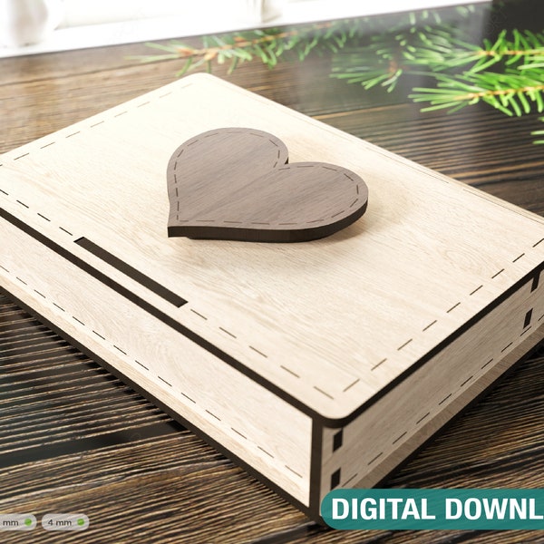 Drewniane pudełko upominkowe w kształcie książki z zamkiem wycinane laserowo etui na karty Pudełko upominkowe cyfrowe pliki do pobrania | Pobieranie cyfrowe SVG |#157|