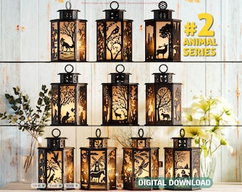 Wildlife Lantern Bundle - Nature-Inspired Lamp Series #2 Laser Cut Tealight Candle Holder Digital Download |#552|