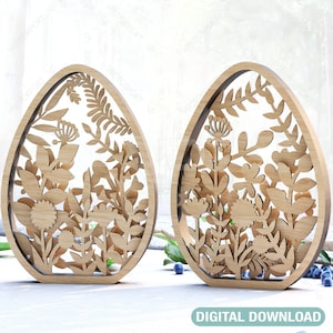 Ostern Laser Cut Dateien Ei SVG Layered Bundle, Blumen Eier Multilayer Digitaler Download |#189|