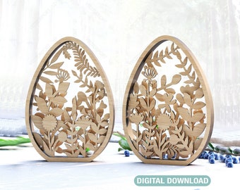 Easter Laser Cut Files Egg SVG layered bundle, Floral eggs multilayer Digital Download |#189|