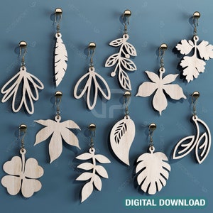 Bladeren vorm Earring Svg Glowforge Cricut Sieraden Hangers lasergesneden Silhouette Cut Files, Cricut Cut Files Digitale Download |#055|