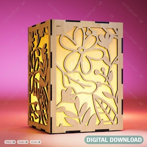 Bloemblaadjes Kaarshouder Lasergesneden Lamp hout Theelichtje Lantaarn Votief Cadeau SVG Digitale Download |#049|