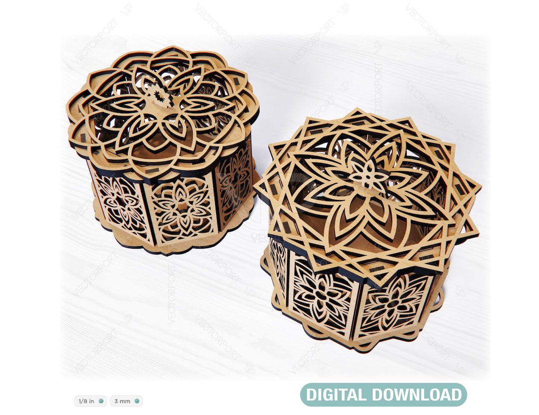 Decorative Wooden Gift Box Laser Cut Jeweler Case Wedding Love Vector ...