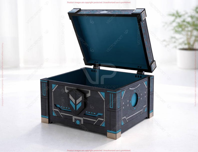 Futuristic Laser Cut Box SVG Sci-fi Wooden Storage Box High-tech ...