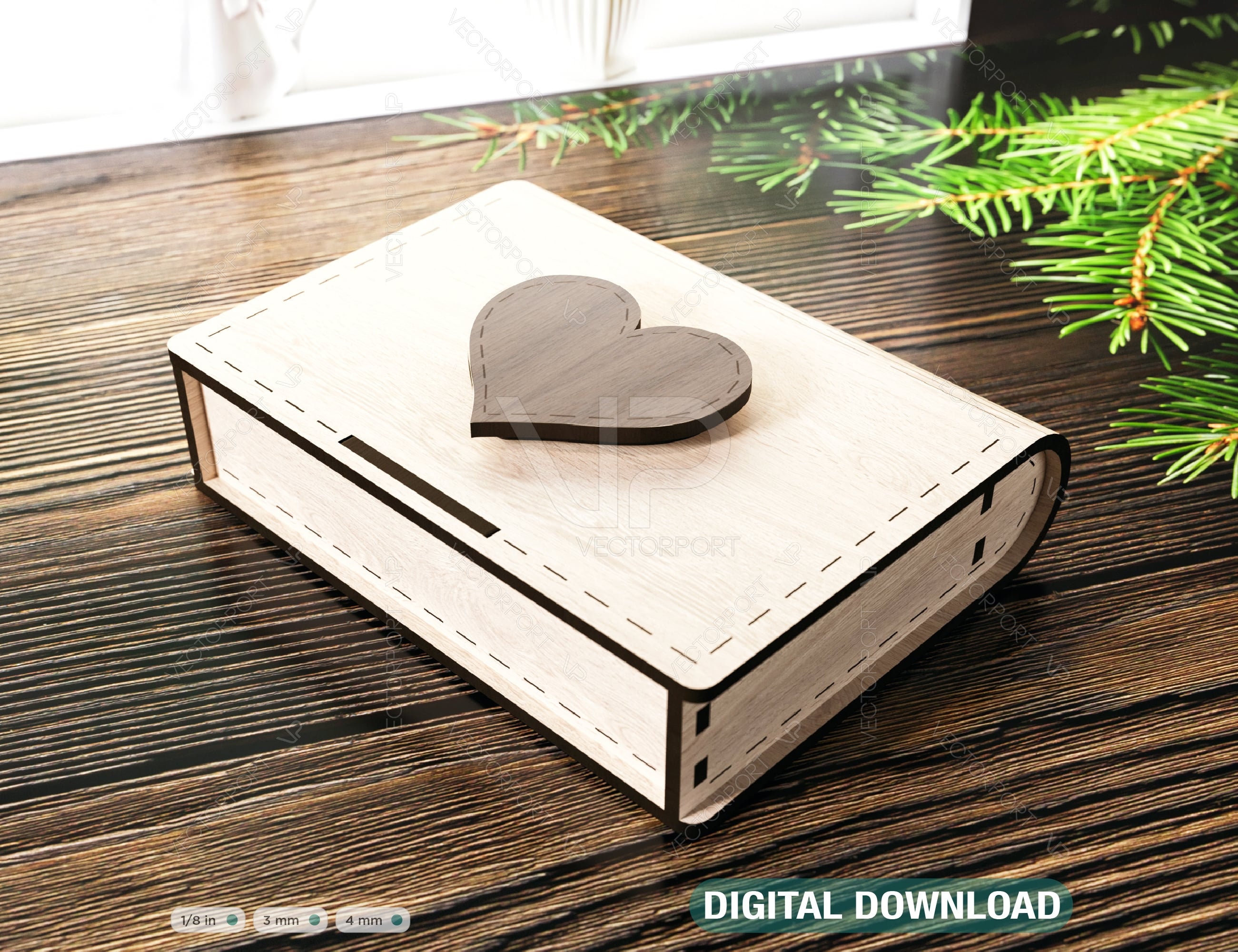 Book Shape Wooden Gift Box with lock Laser cut Card Case Favor Box Digital Downloads | SVG Digital Download |#157|