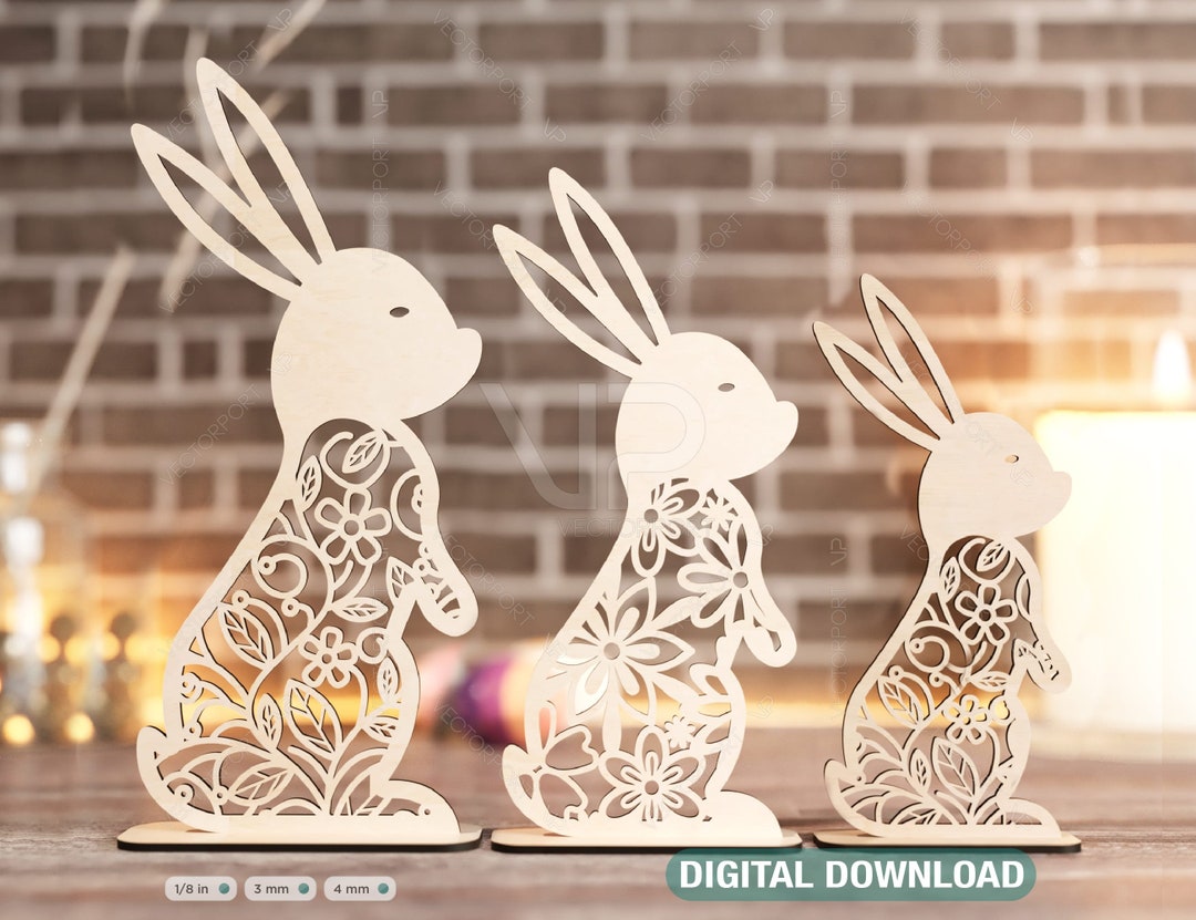 Standing Easter Ornaments Easter Laser Cut Files Bunny SVG Bundle ...