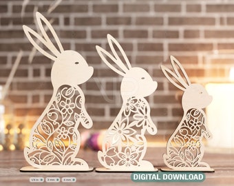 Standing Easter Ornaments Easter Laser Cut Files Bunny SVG Bundle ...