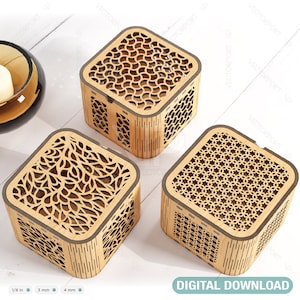 Decoratieve houten geschenkdoos lasergesneden juwelierkoffer bruiloft liefde vectormodel Glowforge gesneden bestand Digitale download |#106|