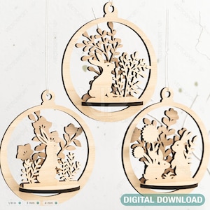 Spielerei Holz 3D Laser Cut Ostern Ornament Runde Design Set Hängende Hase Dekorationen SVG Digital Download |#211|