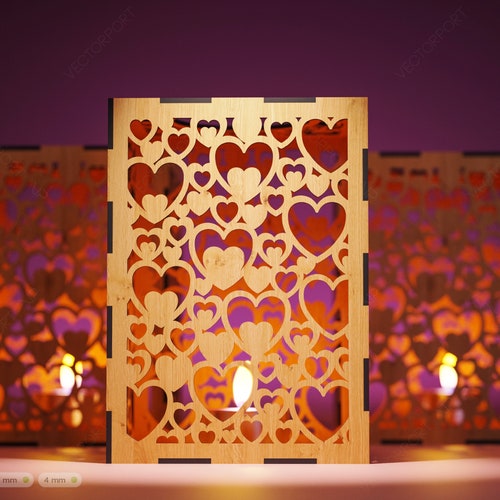 Heart Candle Holder Laser Cut Lamp Wood Tea Light Lantern Etsy