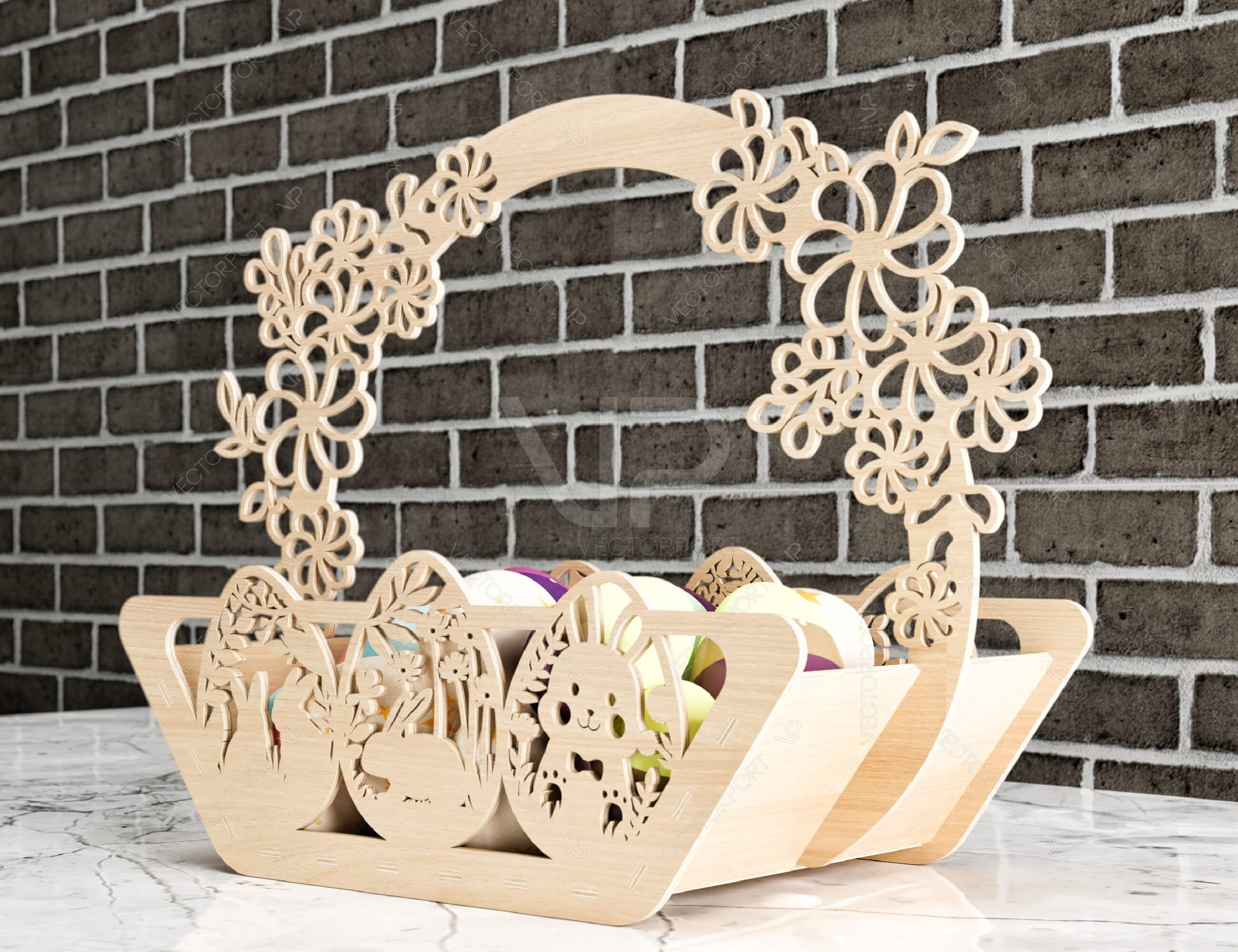 Decorative Laser Cut Wooden Easter Basket Laser Cut Egg Bowl SVG Files ...