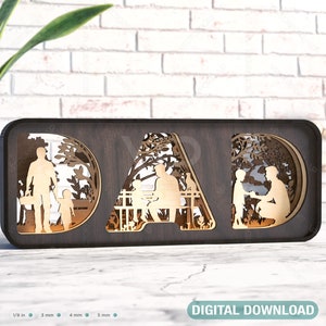 Dad & Son Shadow Box SVG, Stehender Vater und Sohn Multilayer Happy Father’s Day Geschenk für Papa Diy Geschenk Digitaler Download |#390|