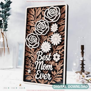 Buquê de flores em camadas para o dia das mães, placa de corte a laser 3D, presente floral para a mãe, arte de parede para o dia das mães, download digital SVG | #583 |