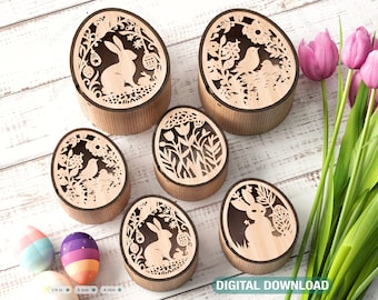 Easter Elegance: Laser Cut Egg Shaped Wooden Gift Box for Stylish Holiday Gifting and Decor DIY Digital Download |#385|