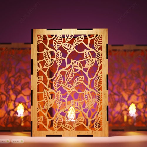 Tree Leaf Candle Holder Laser Cut Lamp Wood Tea Light Lantern Etsy