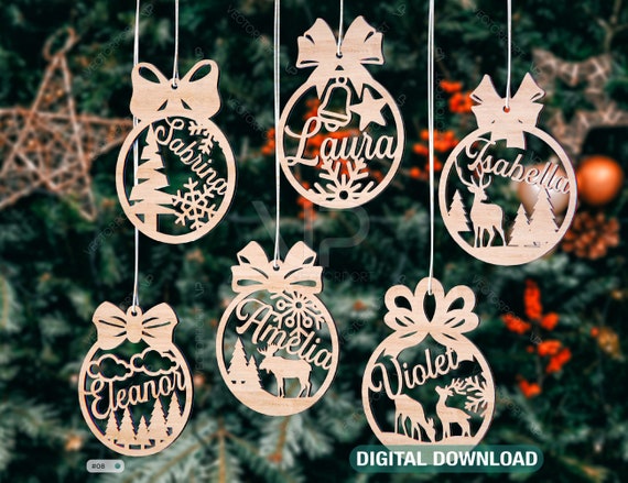 Bolas De Navidad Personalizadas Con Grabado, Adornos De árbol De Navidad De Madera Grabados, Regalo Para La Familia, Bebés, Niñas, Mamá, Con Cualquier Nombre, Decoración De Papá Noel En El Año