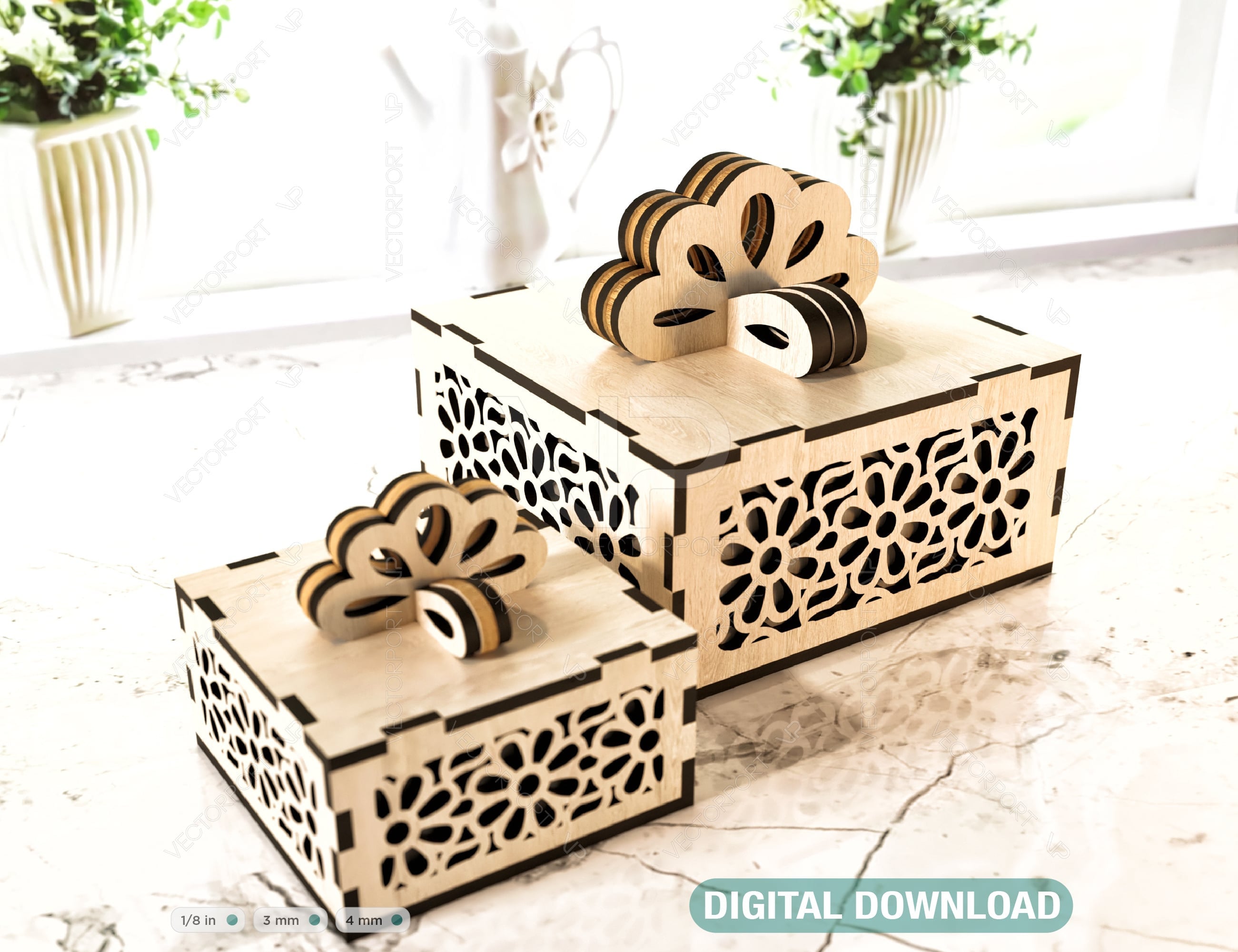 Linda caja de regalo con cinta decorativa de madera corte láser caja de  joyería boda amor anillo caja vector modelo Descarga digital /#154/ - Etsy  México, image size:2601x2001