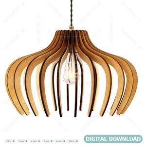 Elliptic Round Modern Wood Pendant Light Chandelier Lamp lampshade plywood Cut Files Digital Download |#076|
