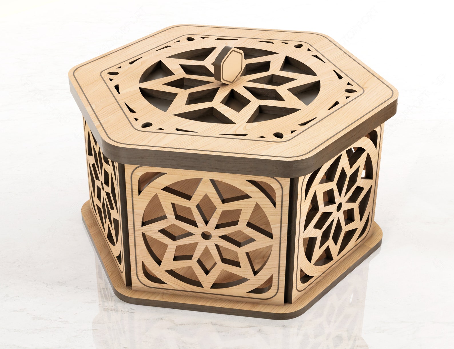 Hexagon Decorative Wooden Gift Box Laser Cut Wedding Favour Etsy
