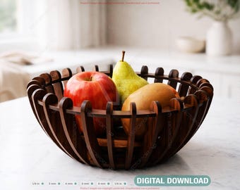 Modern Wooden Fruit Bowl Set – Laser Cut SVG Basket – Minimal Kitchen Décor  Small Fruit Holder Digital Download |#709|
