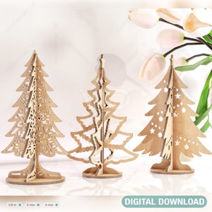 Arbres debout découpés au laser Flocon de neige de Noël Modèles d'artisanat SVG Téléchargement numérique Glowforge Cricut | SVG |#078|