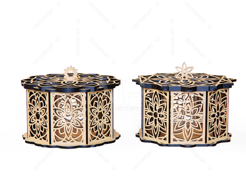 Decorative Wooden Gift Box Laser Cut Jeweler Case Wedding Love Vector ...