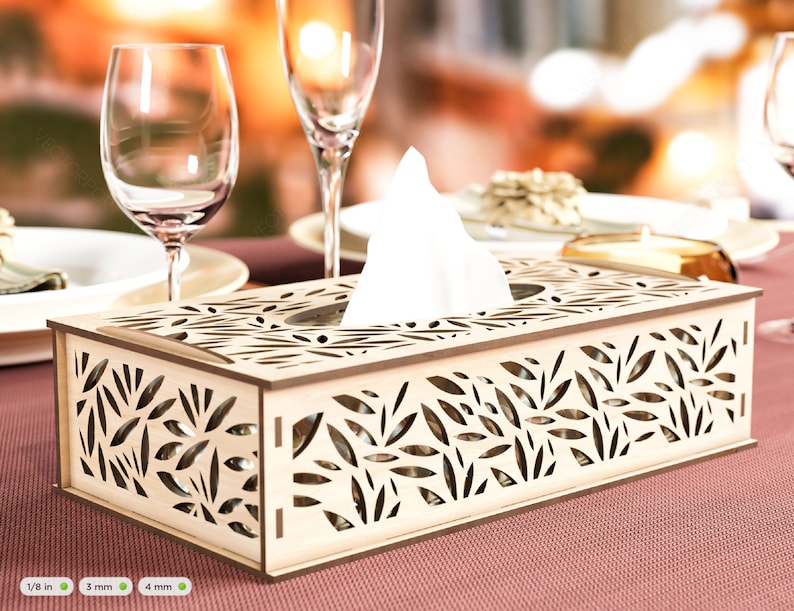 Decorative Laser Cut Tissue Box Leaf Shape Tabletop Wooden Etsy