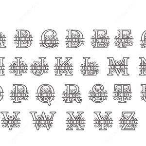 Floral Split Regal Monogram Alphabet Letters Laser Cut Name Sign ...