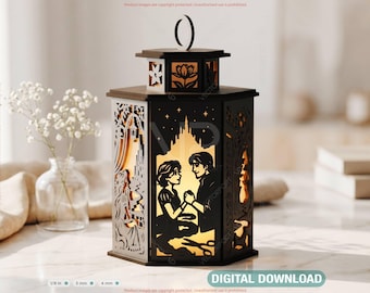Enchanted Tower Lantern SVG | Fairy Tale Silhouette Candle Holder | Magical Hair Story Light Box | Laser Cut Digital Download |#715|