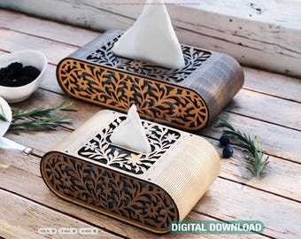 Laser Cut Napkin Dispenser SVG – 2 Size Options, Modern Tabletop Tissue Box Wooden Napkin cover Digital Download |#607|
