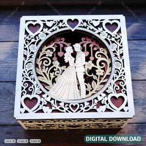 Love Heart Ornamental Laser-Cut Wooden Gift Box – 3D Romantic Keepsake Box Digital Download |#663|