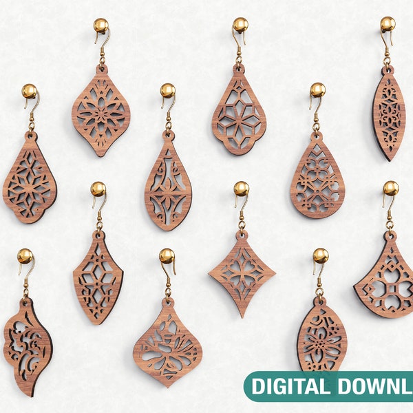 Earrings Bundle Leather Earrings Leaf Earrings SVG Earring Template Silhouette Cut Files, Cricut Cut Files Digital Download |#002|