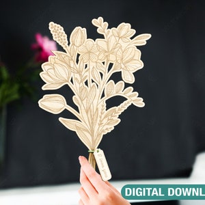 Personalisierte Blumen für Mama, Muttertagsgeschenk Laser geschnitten SVG Plan, anpassbare Gravur Diy Geschenk Digital Download |#204|