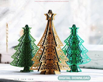 3D Christmas Tree – Laser Cut Holiday Decor Standing Xmas Tree New Year Table Centerpiece Digital Download |#644|