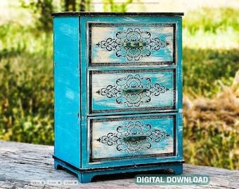 Laser Cut Miniature Dresser SVG – Elegant Jewelry Box, Wooden Nightstand File, DIY Laser Cutting Project Digital Download |#589|