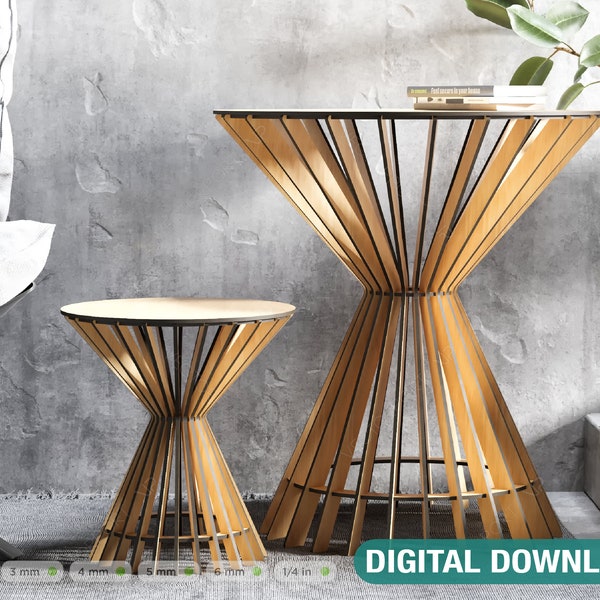 Elegant Modern Wooden Coffee Table in two different sizes Laser Cut Digital Download |#216|