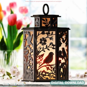 Serenidad en el jardín primaveral: diseño floral cortado con láser con pájaros y mariposas: decoración minimalista para el hogar, corte por láser, descarga digital /#555/