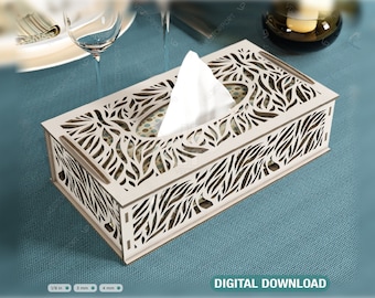Leaves Decorative Laser Cut Tissue Box Tabletop wooden napkin cover Glowforge SVG Digital Download |#125|