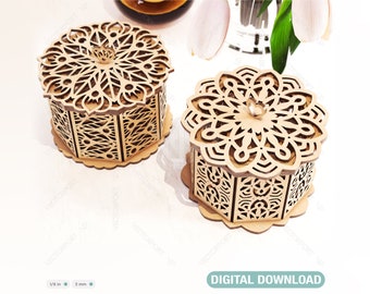 Decorative Wooden Gift box laser cut jeweler case Wedding Love vector model Glowforge cut file Digital Download |#061|