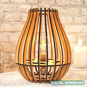 Lampada da tavolo moderna Paralume tagliato al laser compensato File di taglio Download digitale SVG DXF Download digitale /#147/