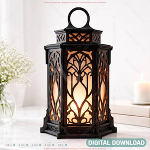Gothic Lantern SVG Laser Cut File | Decorative Candle Holder | Wedding Table Décor Digital Download |#704|