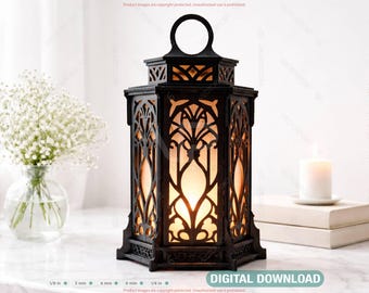 Gothic Lantern SVG Laser Cut File | Decorative Candle Holder | Wedding Table Décor Digital Download |#704|