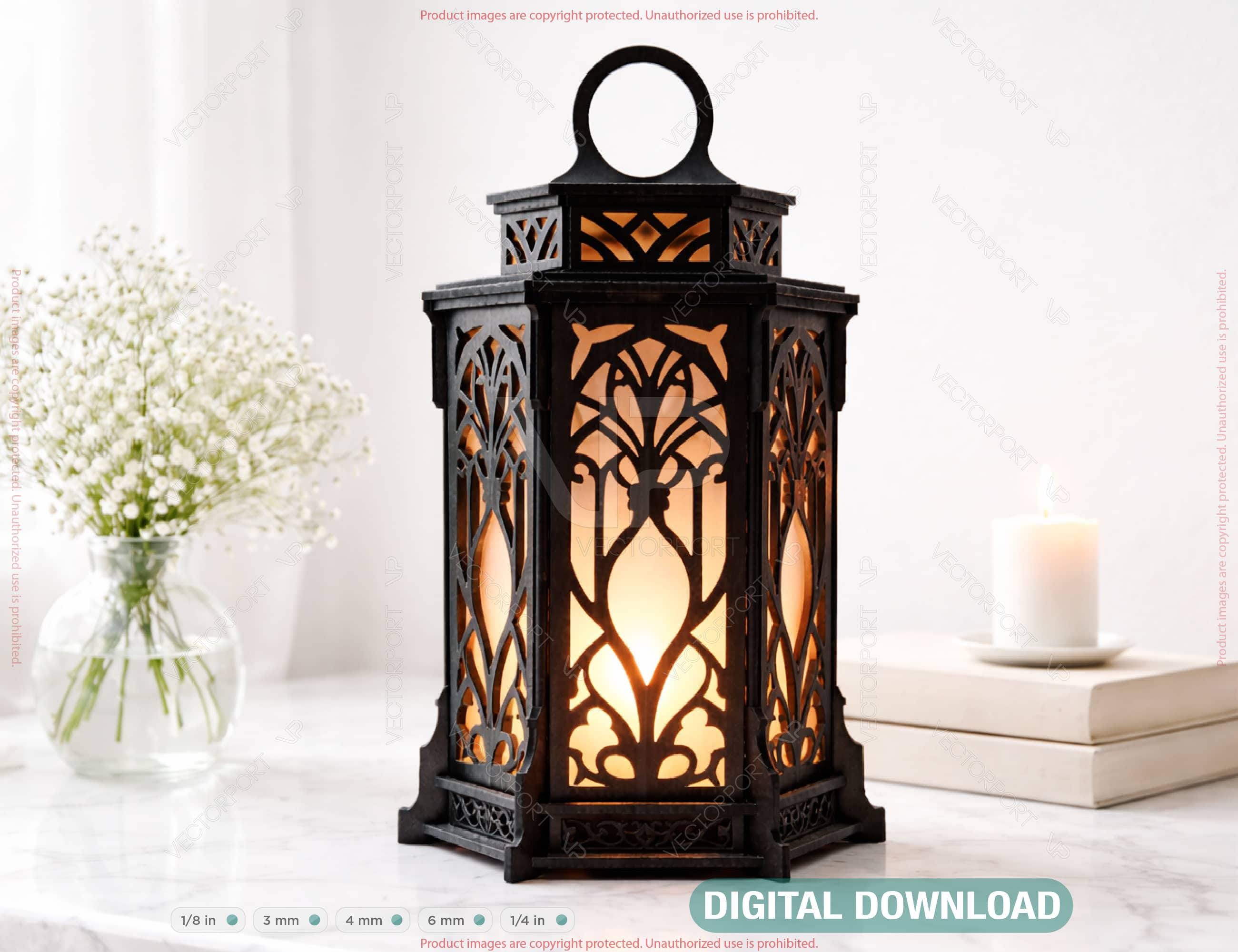 Gothic Lamp Vector Gothic Lantern SVG Laser Cut File | Decorative Candle Holder | Wedding ...
