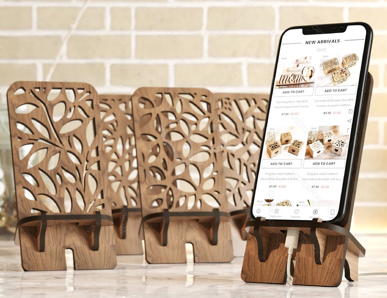 Laser Cut Wooden Mobile Phone Stand Cell Phone Holder Digital Download ...